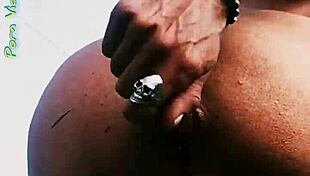 sexy cute european girl enjoys outdoor masturbation leading to cumshot.