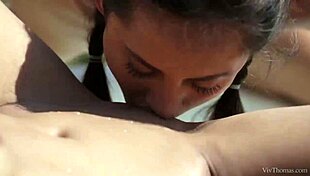 Blonde Nesty and Brunette Shrima Malati in Lesbian Cunilingus!