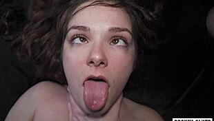 Submissive teen 18+ gets eye rolling orgasms in doggystyle with monster cock, cum on ass