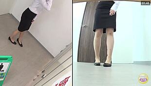 japanese babe wets herself in the bathroom on hidden cam