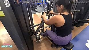 Wet Gym Training Without Panties Teases Trainer into Sweaty Home Fingering