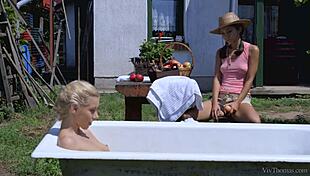 Blonde Nesty and Brunette Shrima Malati in Lesbian Cunilingus!