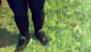 Mature Woman Flashes In Leggings At Party, Teasing With Striptease And Clothes Ripped