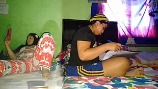 Masturbating Huge Pussy While Stepsister Studies!