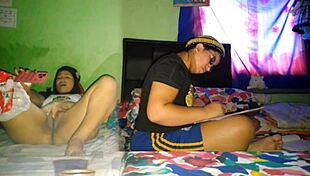 Masturbating Huge Pussy While Stepsister Studies!