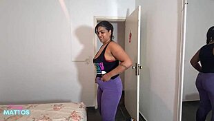 Wet Gym Training Without Panties Teases Trainer into Sweaty Home Fingering