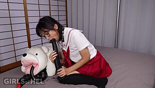 Chained up asian student playtime - multiple orgasms