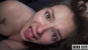 Submissive teen 18+ gets eye rolling orgasms in doggystyle with monster cock, cum on ass