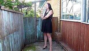 Curvy Brunette Milf Smokes Cigarette and Pees Outdoors in Amateur Fetish Video