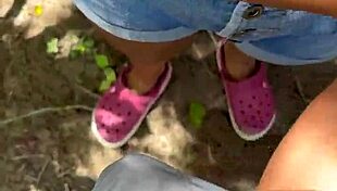 Beautiful latina girlfriend gives blowjob outside dorm, caught by roommate.