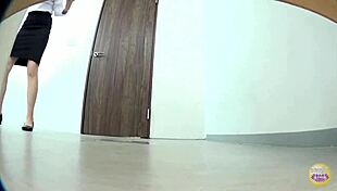 japanese babe wets herself in the bathroom on hidden cam