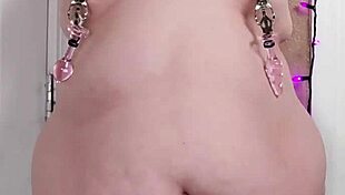 bbw submissive in bondage reaches orgasm on vibrator during fetish play