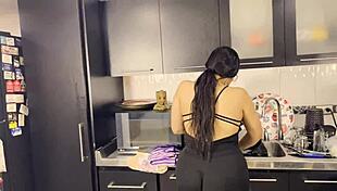 I behaved badly, so my boss fucked me in the kitchen