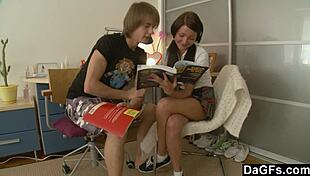 Dagfs Petite 18+ Brunette Tired by Homework Has Another Idea