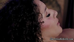 Busty brunette seduced for wet fuck by masseuse