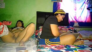 Masturbating Huge Pussy While Stepsister Studies!