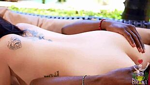 Emma Harries In Paradise Bent Over With Glasses Riding A Monster Cock Barefoot