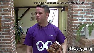 sexy amateur redhead with gloves gets fucked in blue lingerie! 😍