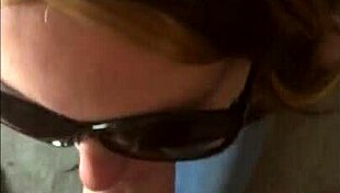 Wife gives pov blowjob to huge white cock.