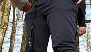 Slave in forest bondage and submission