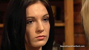 horny blonde dom lesbian madame undressing tight lesbian slaves