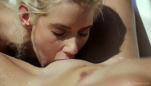 Blonde Nesty and Brunette Shrima Malati in Lesbian Cunilingus!