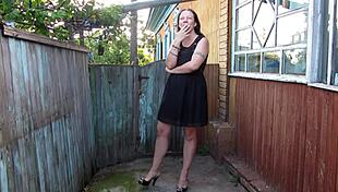 Curvy Brunette Milf Smokes Cigarette and Pees Outdoors in Amateur Fetish Video