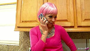 Pink-haired teen seduces big black cock friend