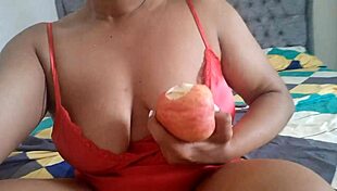 My stepdaughter touches her juicy pussy