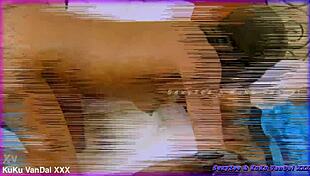 ebony babe sucks bodybuilder's monster cock