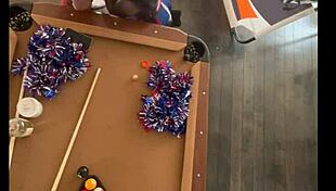 cheerleader gets bent over and fucked sloppy at the pool hall