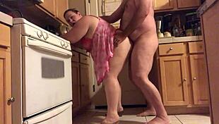 Fat BBW Wife Poses In Kitchen For Amateur Video
