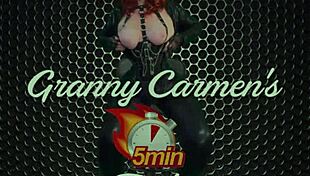 Granny in Black Widow cosplay gets pounded and creampied