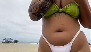 The cheese seller kept staring at my pussy on the beach.