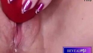 revealme horny milf shows wet hairy pussy in intense vibrator cum show