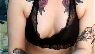 Tattooed mistress edges friend's cock in BDSM session