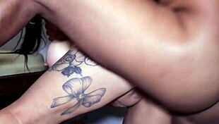 Big black cock in old latina milf's ass makes her squirt