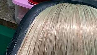 my blonde stepsister arrives with cum-filled panties for sex toy fun 😏