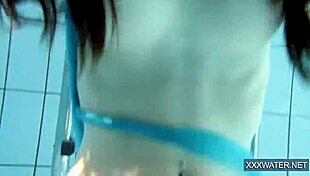 i admire petra, the hot hungarian teen, in the pool.