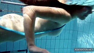 i admire petra, the hot hungarian teen, in the pool.