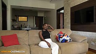 Shy Petite Ebony Babe Deepthroats Fake Agent