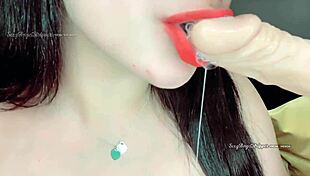 Hot latina brunette giving the hottest JERK OFF INSTRUCTIONS to you while FISTING her ass and sucking dildo until it CUMS in her mouth the hottest FACIAL cum play ever