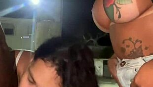 Blonde Transsexual In Crossdressing Fun On The Street Loving To Suck Ass