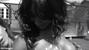 shannon and shi get some cum all over their nice big tits in the end