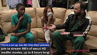 Brunette Tanned Nurse Jewel Fits Gloves For Black Patient Behind Scenes At Hospital With Small Tits Short Hair Fetish