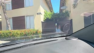 a curvy latina with big tits getting roughly fucked by a stranger in the car after a quickie