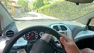 a curvy latina with big tits getting roughly fucked by a stranger in the car after a quickie