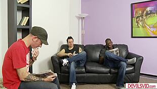 Petite college babe gangbanged by friends after class.