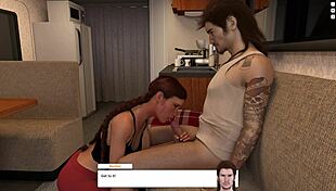 Redhead with shaved pussy rides cock for Christmas creampie ending