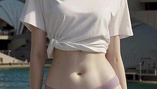 Sexy Australian Model Poses Barefoot In Lingerie And Panties At Sydney Opera House